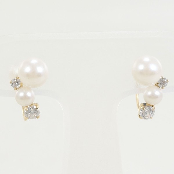 サマンサティアラ K10YG イヤリング イミテーションパール ジルコニア ジュエリー 中古