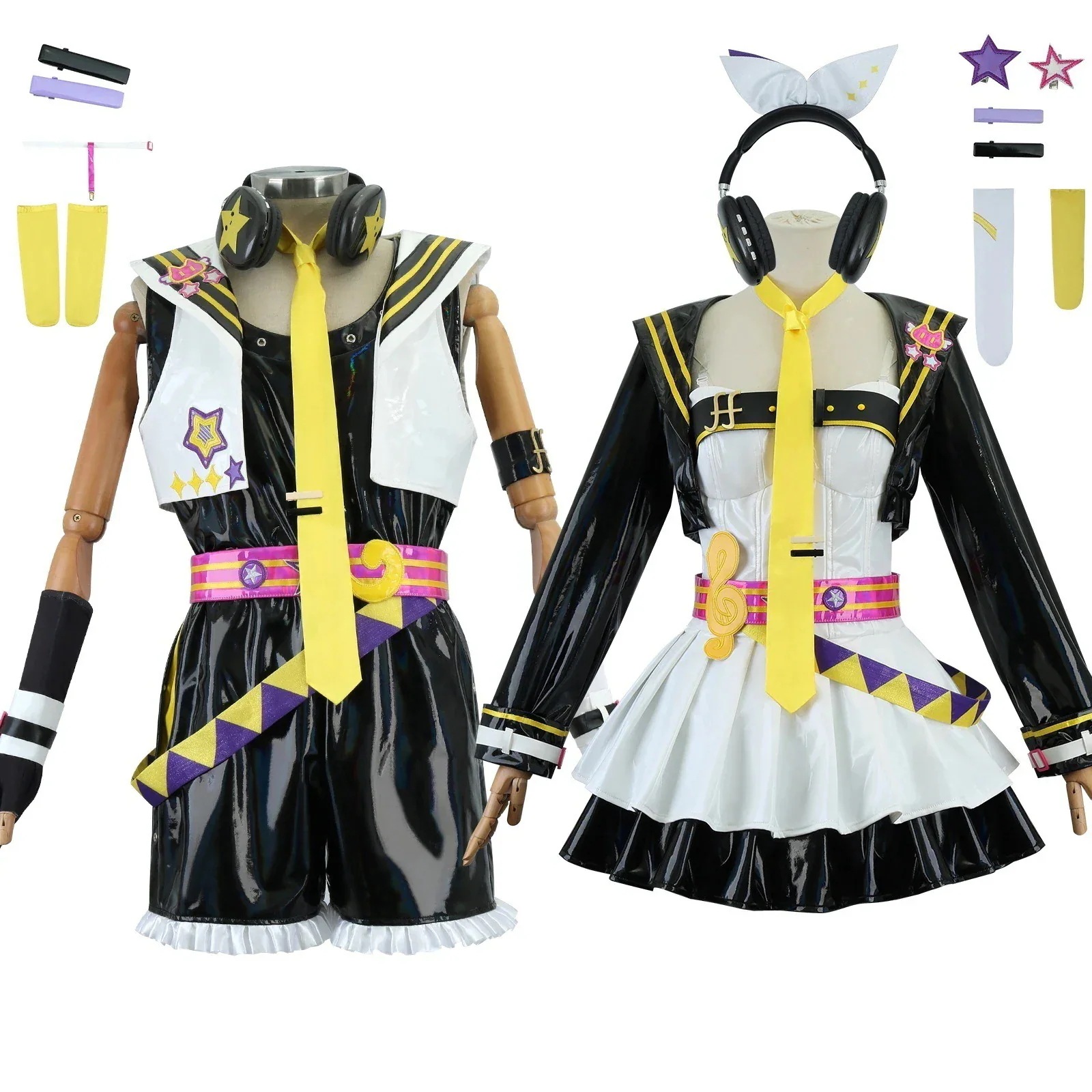 [厳選品質]鏡音双子鈴連服鏡音鈴鏡音連ニャス走連動コスプレ衣装セットコスチューム