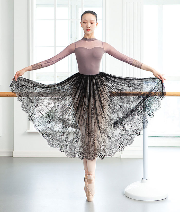 バレエ スカート 大人 総レース ウエストゴム ロング 75cm 大人用 柔らか チュール レッスン着 ウェア 練習 バレエ用品 バレエウェア ダンス ブラ 可愛い