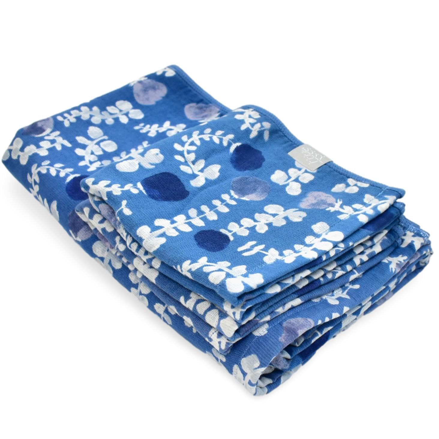 garden 今治タオル 3枚セット バスタオル フェイスタオル ウォッシュタオル 綿100% 日本製 表ガーゼ＆裏パイ 吸水 速乾 ル 柔らかい 水彩タッチ 花柄 Fil+usine (ブルー)
