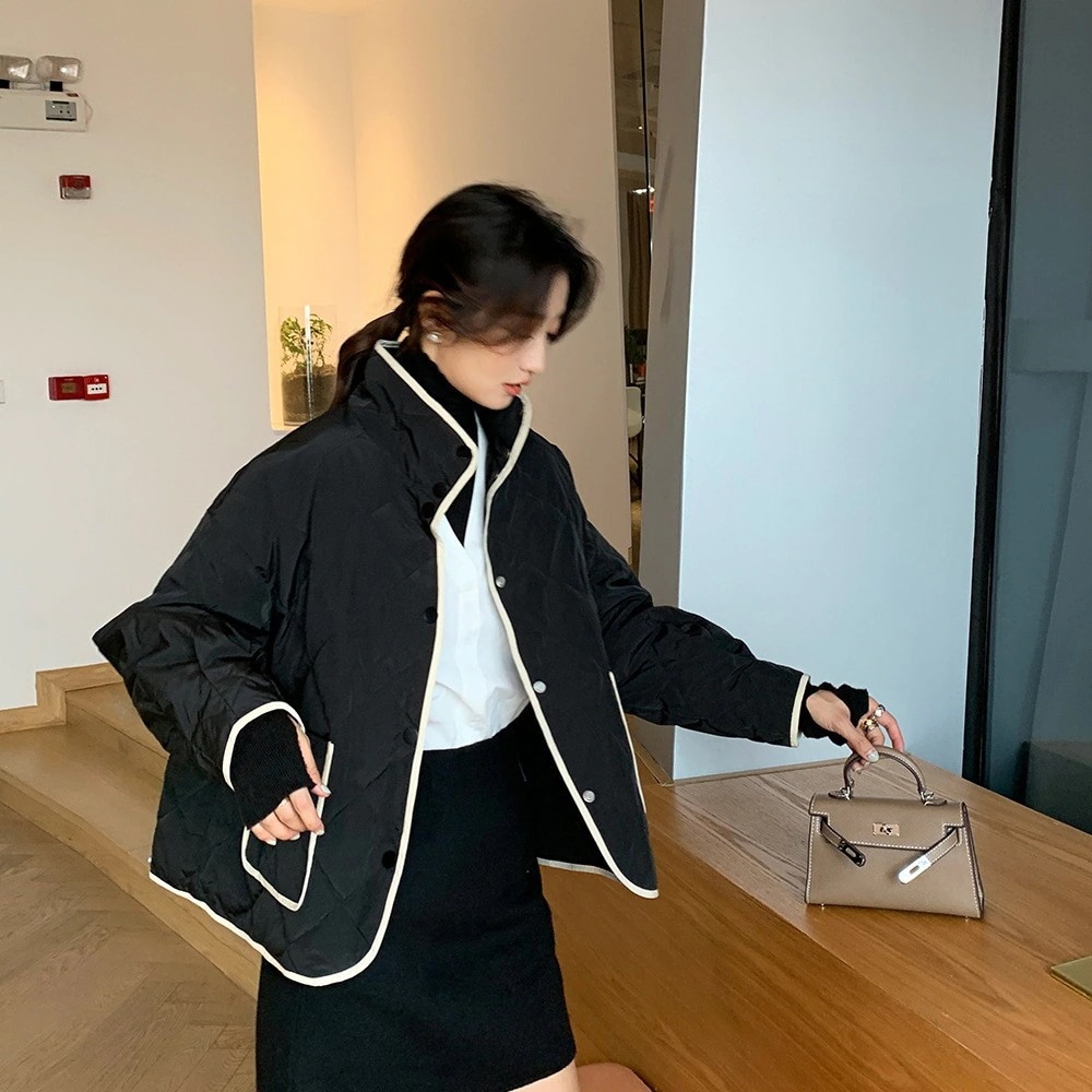 菱格小香風軽薄ダウンジャケット新女性冬小柄で甘い白鴨パイルコート 5,064円