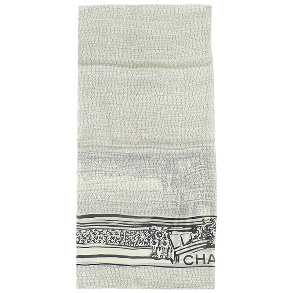 シャネル CHANEL ストール ココマーク シルク ベージュ系 【箱】【中古】