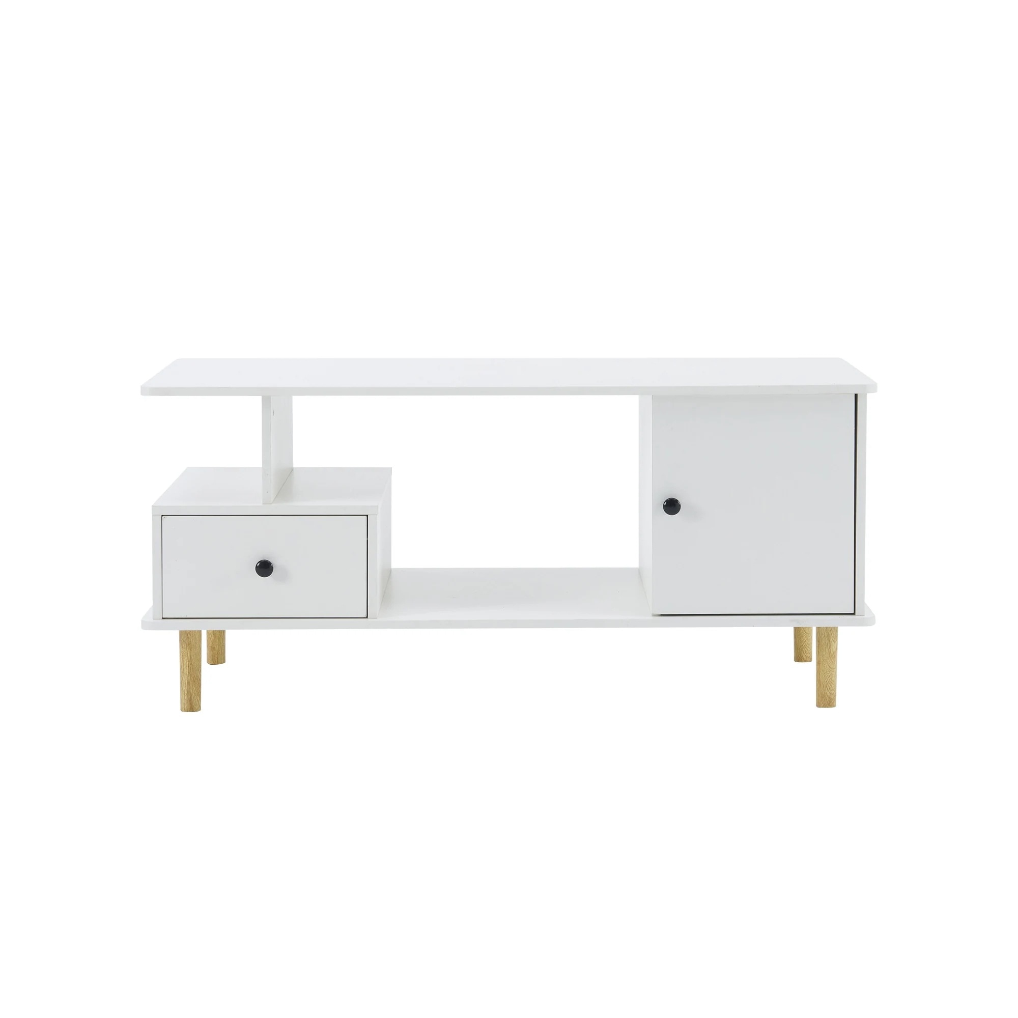 【277】【新作登場】センターテーブル ローテーブル テレビ台 引出し付き ラック付き 収納付き 3色 大容量 多機能 リビングテーブル おしゃれ 北欧 カフェテーブル【ホワイト】