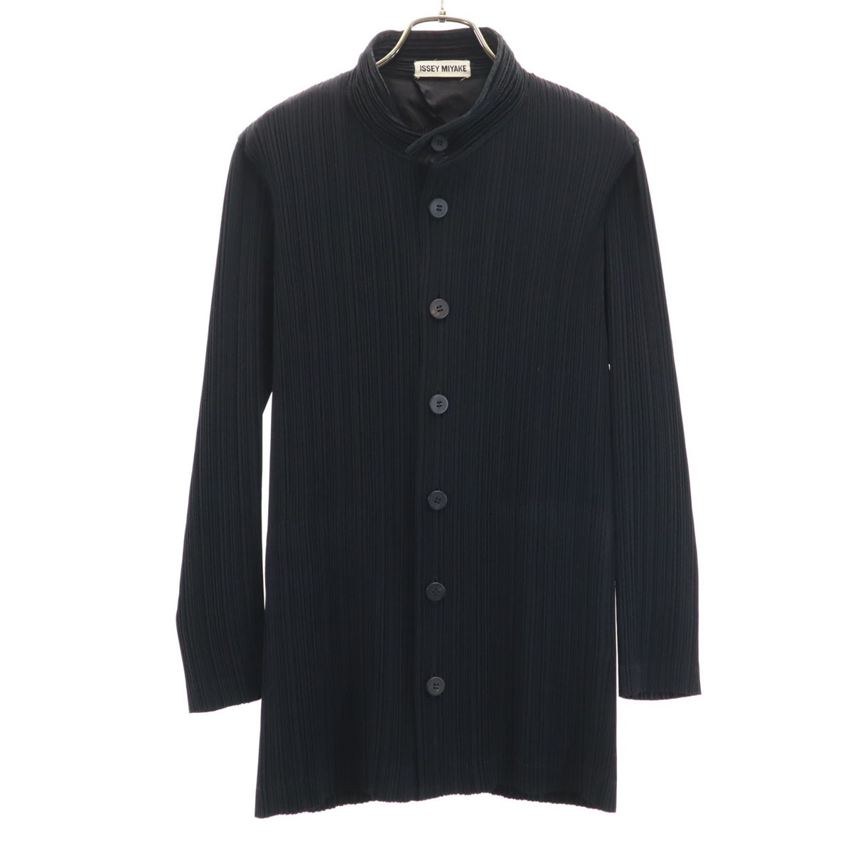 90s 日本製 オールド スタンドカラー プリーツ ジャケット M ブラック レディース 古着