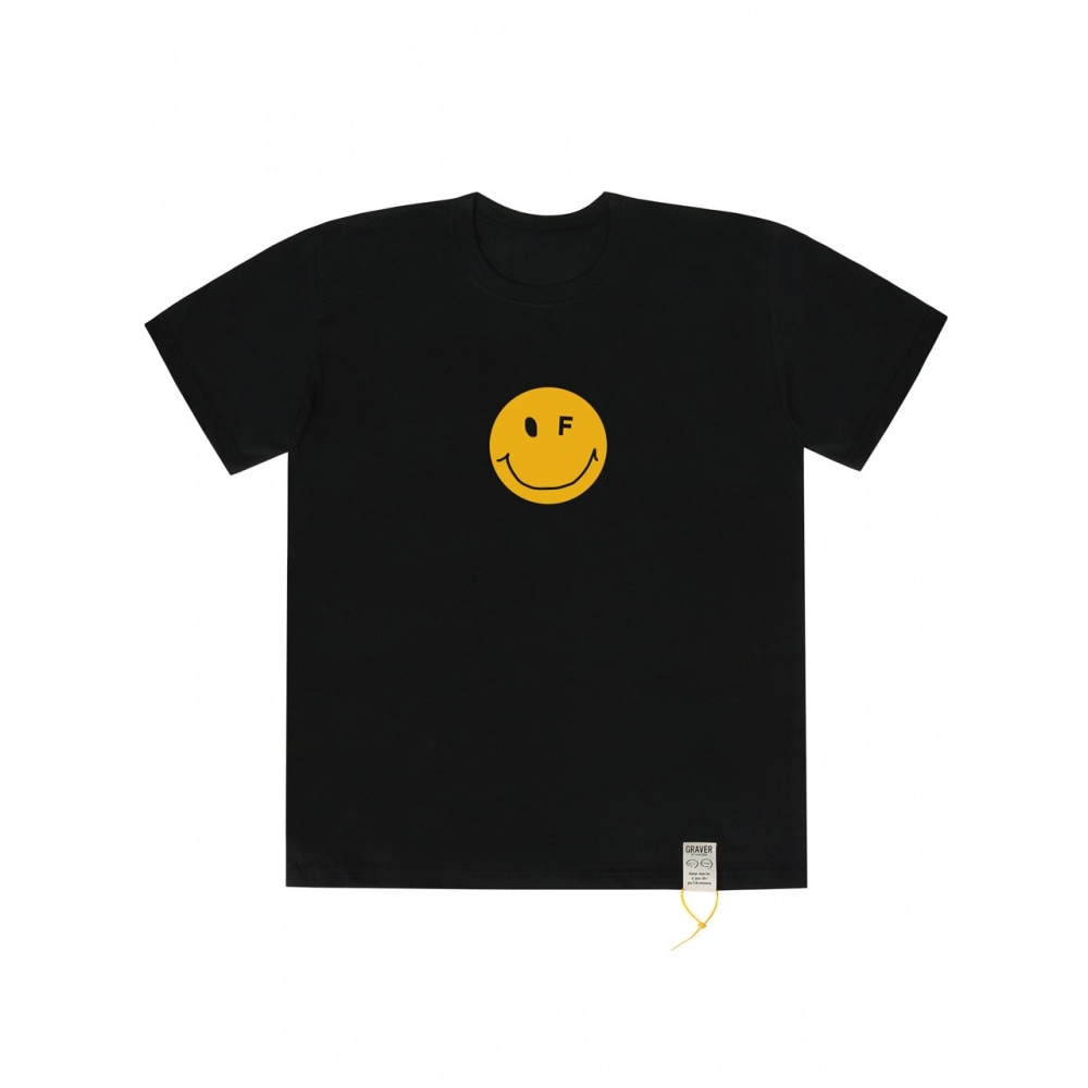 GRAVER ビッグスマイルプリントショートスリーブ Tシャツブラック