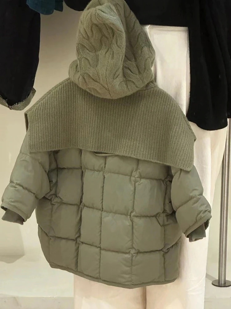 女の子2025冬新作かわいい優しい雰囲気のダウンジャケット子供向け厚手保温ひし形格ダウンジャケット 4,992円