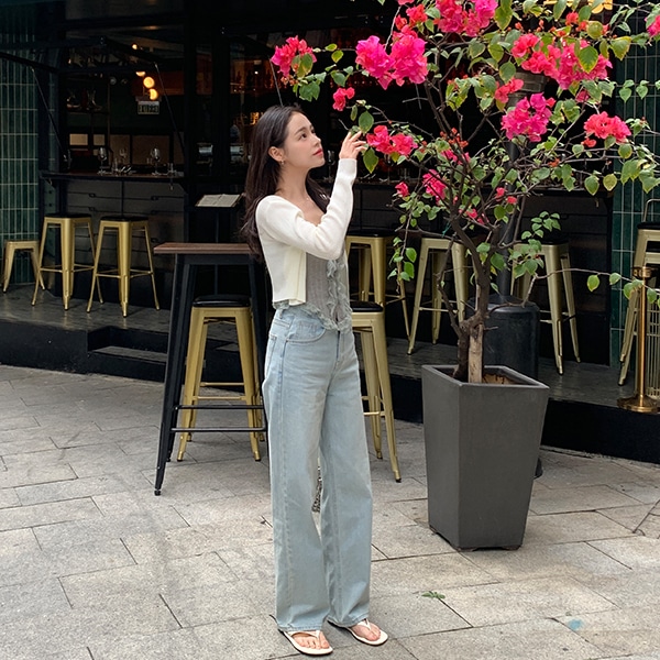 ソリン ライトブルー セミワイド ウォッシュデニムパンツ ps5119