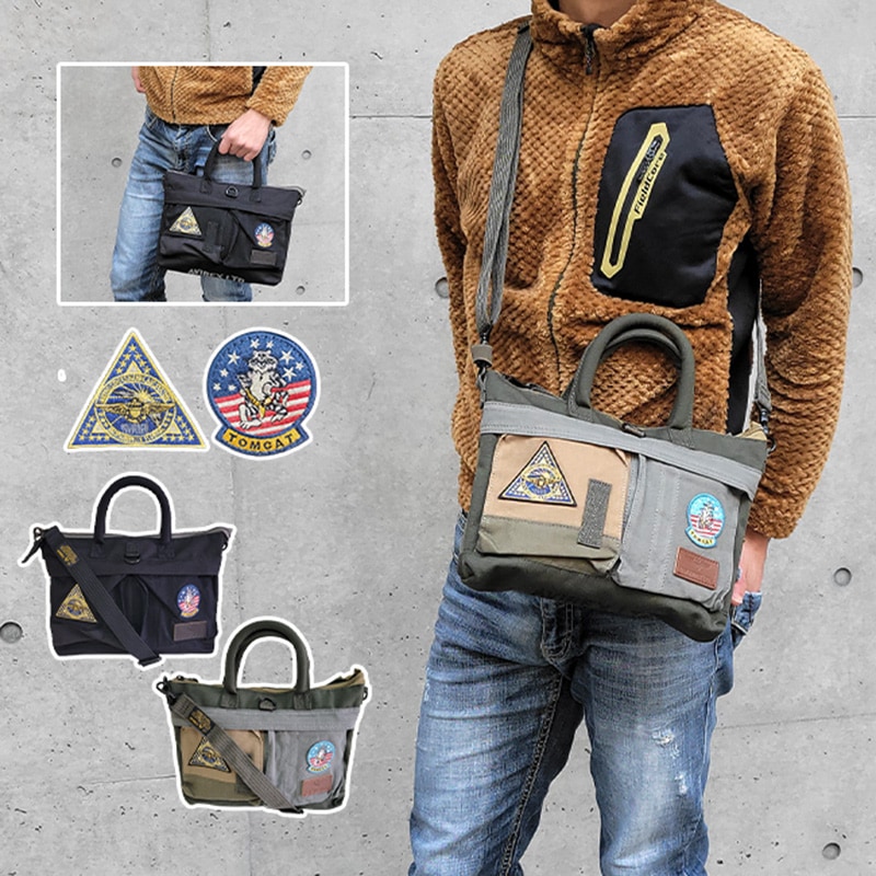 2WAY ミニ ヘルメットバッグ ショルダーバッグ 限定モデル TOPGUN3 メンズ ショルダートート アビレックス 斜め掛け 手提げバッグ