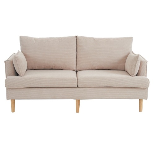 ソファ 2人掛け 天然木脚 北欧 コーデュロイ おしゃれ 肘掛け付き 幅約170cm 組立簡単