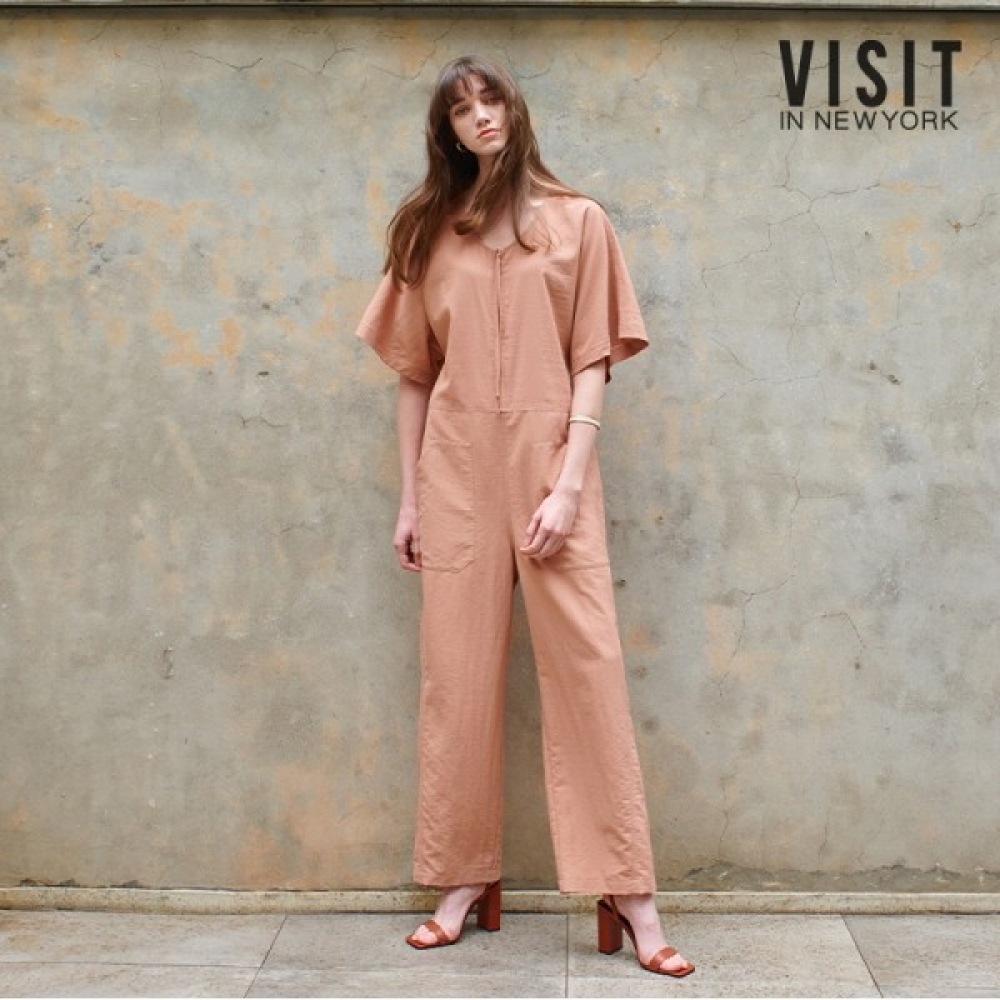 (ニューヨーク訪問) Vネック半袖ジャンプスーツ (VY5OV31)