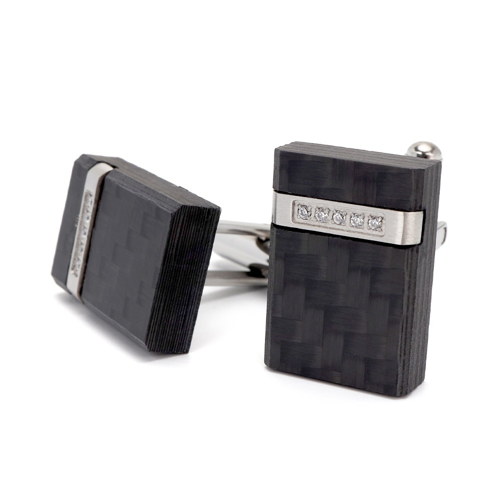 カーボン カフリンクス カフスボタン [zf007]