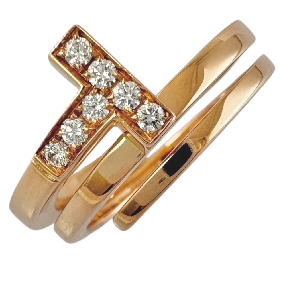 ティファニー Tスクエアラップ リング 指輪 11.5号 18金 K18ピンクゴールド ダイヤモンド TIFFANY&Co. 中古 美品