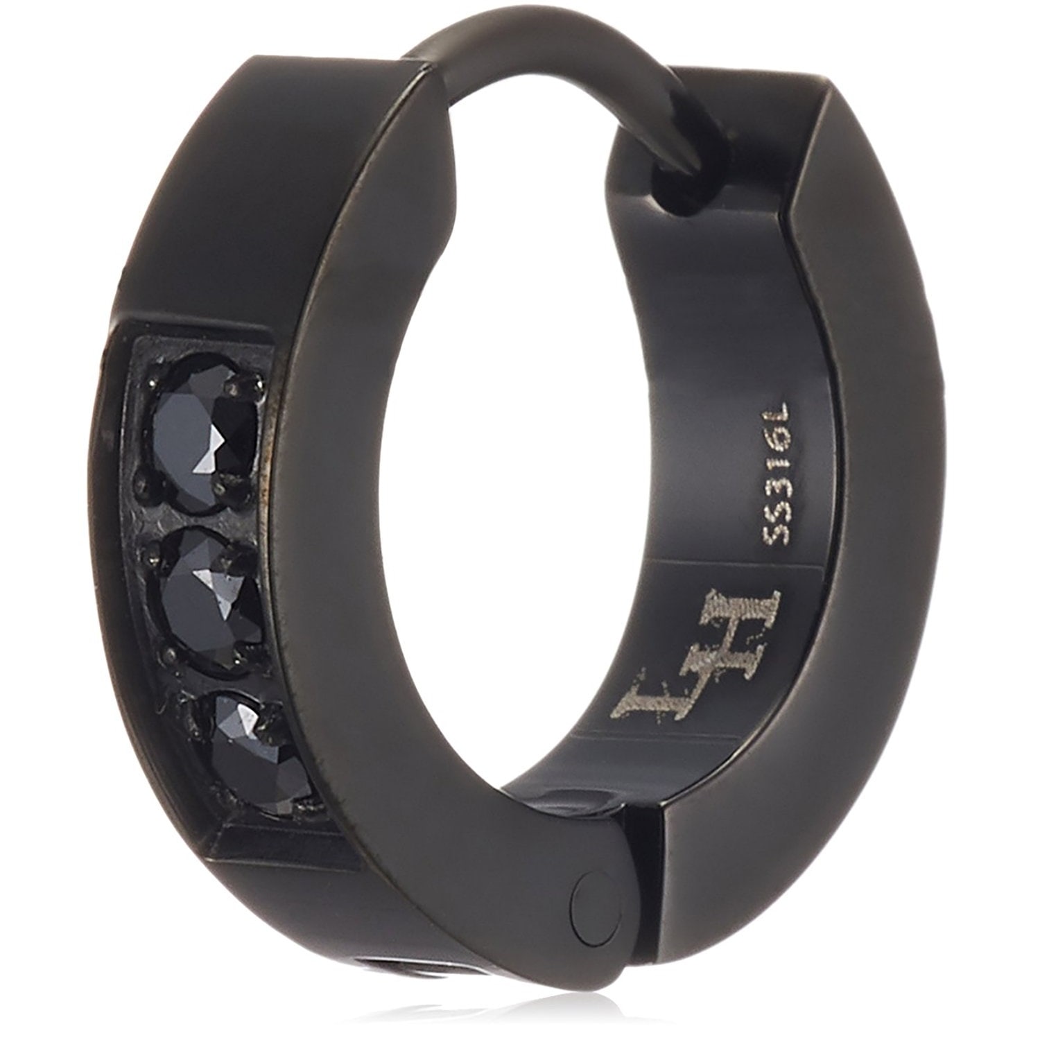 ピアス シングル 片耳 フープ ブラック LHMP004N サージカルステンレス キュービックジルコニア メンズ 男性 ギフト プレゼント おすすめ 誕生日 クリスマス バレンタイン お祝い