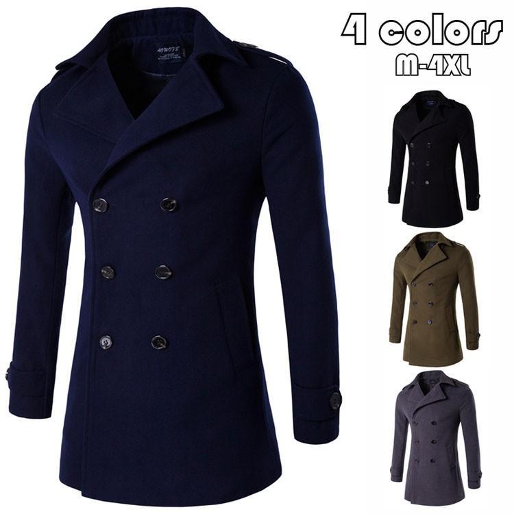 チェスターコートメンズ無地ビジネスジャケットラシャコートロングコートメルトンコート厚細身スリム通勤アウター紳士服防寒保温春春冬作