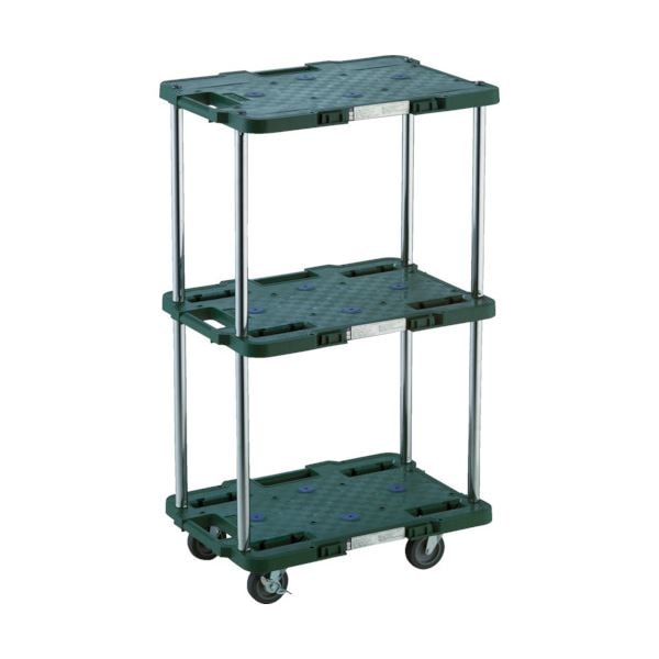 TRUSCOルートバン 3段式 370x500 4輪自在S付 緑 MPB-503JS-GN 1台 組立式