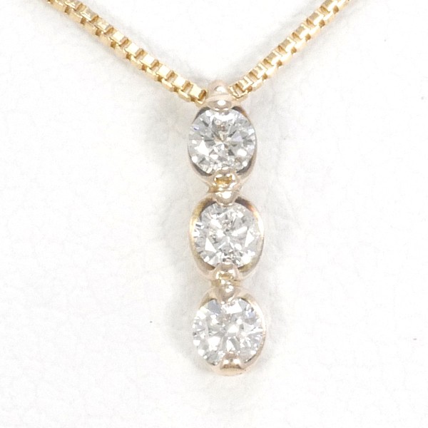 K10 10金 YG イエローゴールド ネックレス ダイヤ 0.10 約40cm ジュエリー 中古