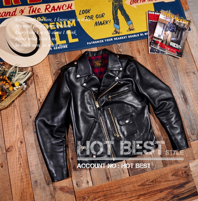 1.3mmカウハイド 50s J-24タイプ ダブルライダース メンズ 革ジャン イタリアンレザー オイルワックス 牛革