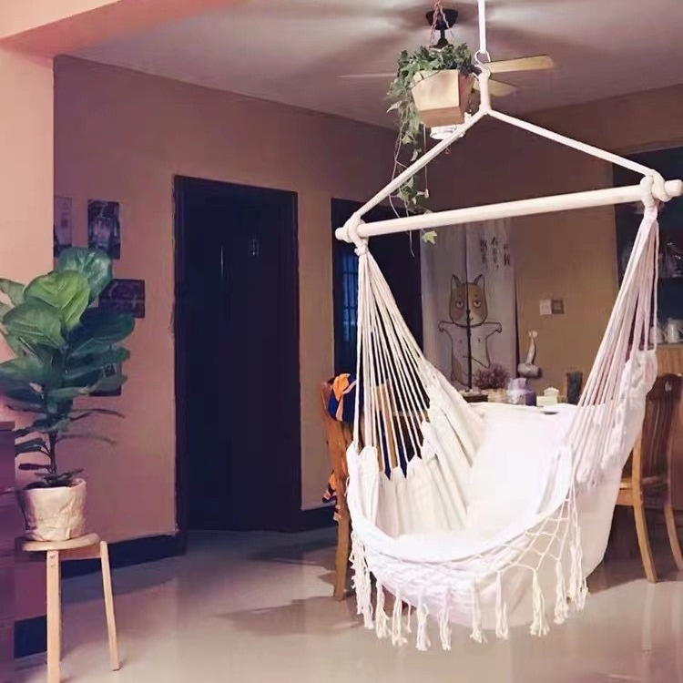 Ins Nordic Style Swing Swing Outdoor Supplies Indoor B＆bハンギングバスケットバスケットタッセルキャンバスハンギングチェア