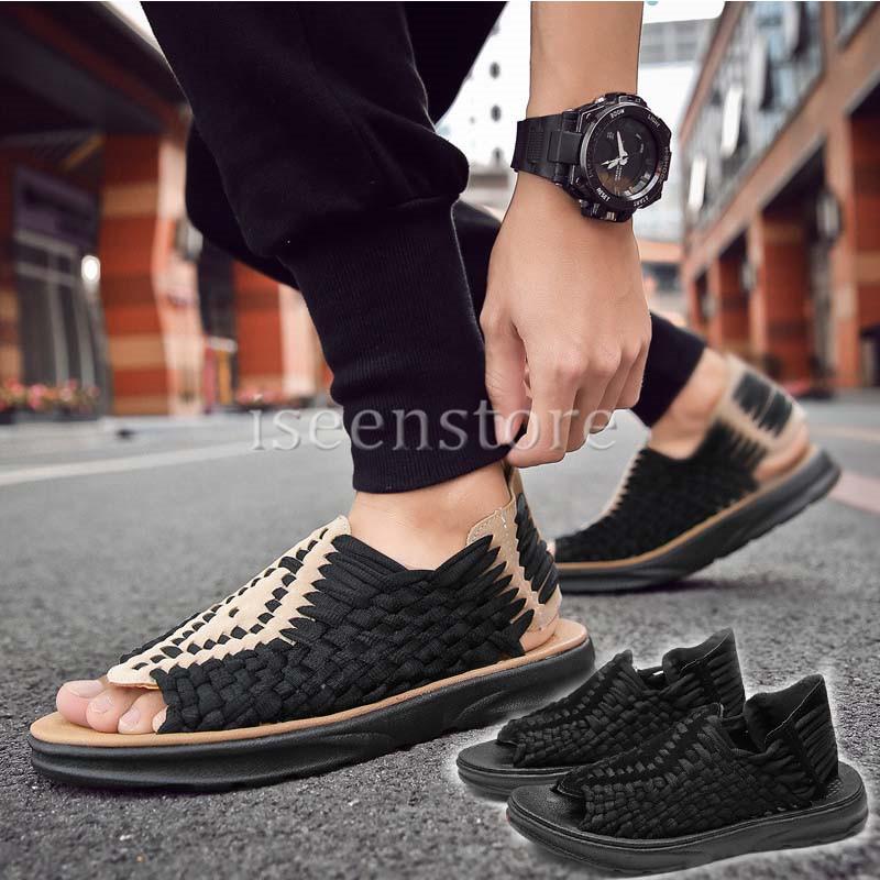 スリッポン 夏 通気 靴 メンズ カジュアルシューズ サンダル 男性 コンフォートサンダル アウトドア おしゃれ [本日のセール]スポーツサンダル 編み込み