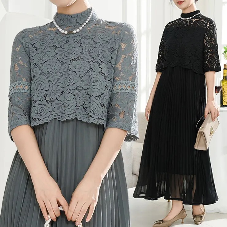 レース ショール シアー プリーツ ワンピース 女性 レディース ドレス スカート ブラウス 半袖 春 夏 秋 冬 透け感 フラワー ロマンチック フレンチシック エレガント ロング 透け感 レイヤー