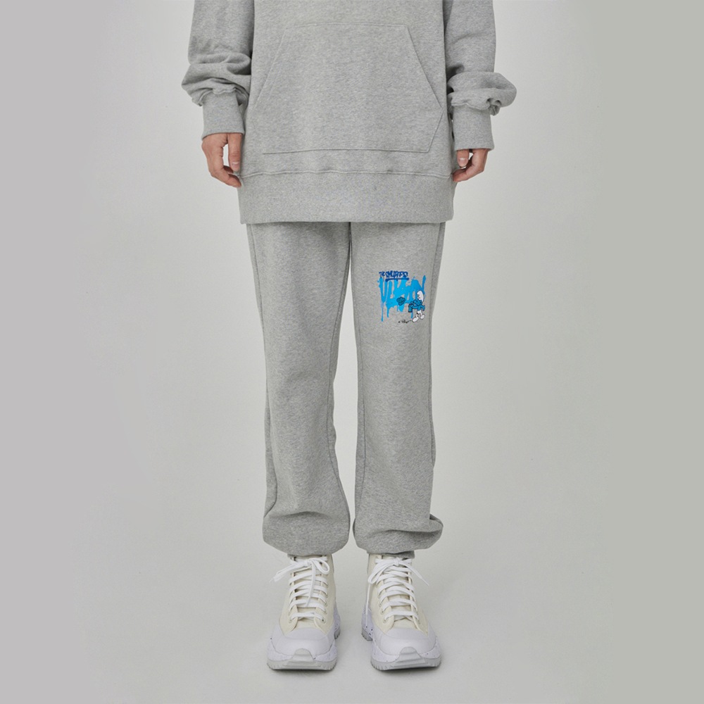 Graffiti Mini SMURF Print SweatPants_Grey