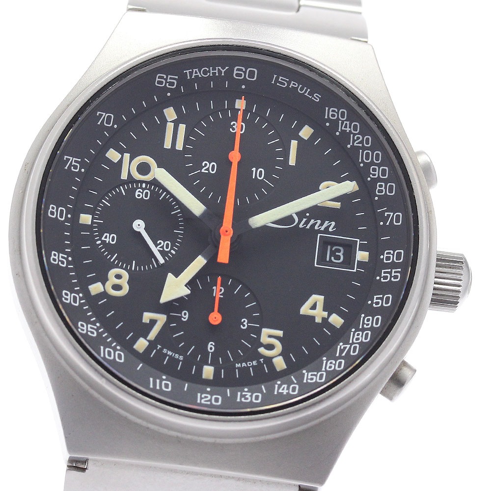ジン Sinn 322 144 GMT クロノグラフ デイト 自動巻き メンズ _943081【中古】