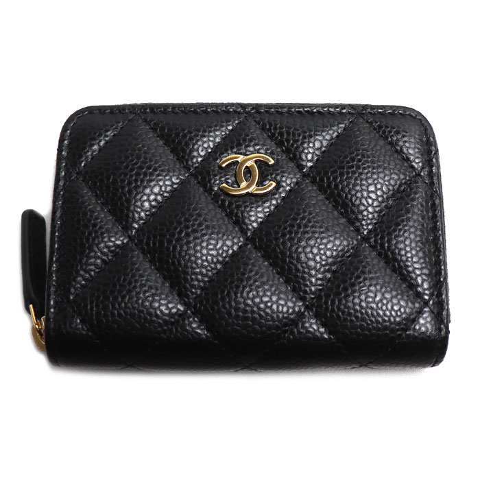 CHANEL シャネル クラシック ジップ コインパース コインケース ブラック AP0216 キャビア レディース 中古 美品