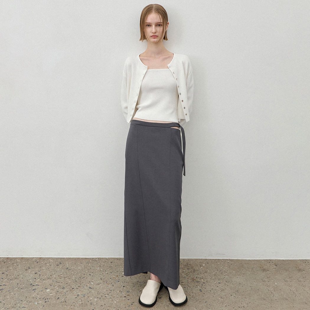 (SK-5007)ESSENTIAL SLIT BELTED SKIRT