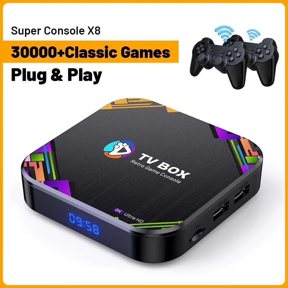 コンソールKINHANK-X8レトロゲームコンソール,コントローラー付き,スーパーコンソール,ps1,psp,dc,n64,mame,ゲームTVボックス,8k出力