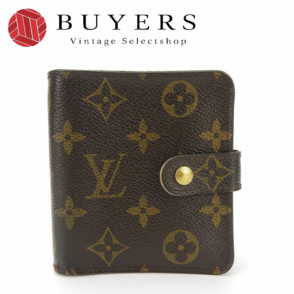 Louis Vuitton中古ルイヴィトン 二つ折り財布 コンパクトジップ M61667 モノグラム 普段使い 小物 女性 レディース ウォレット ビトン LOUIS VUITTON Wallet Monogram Comp