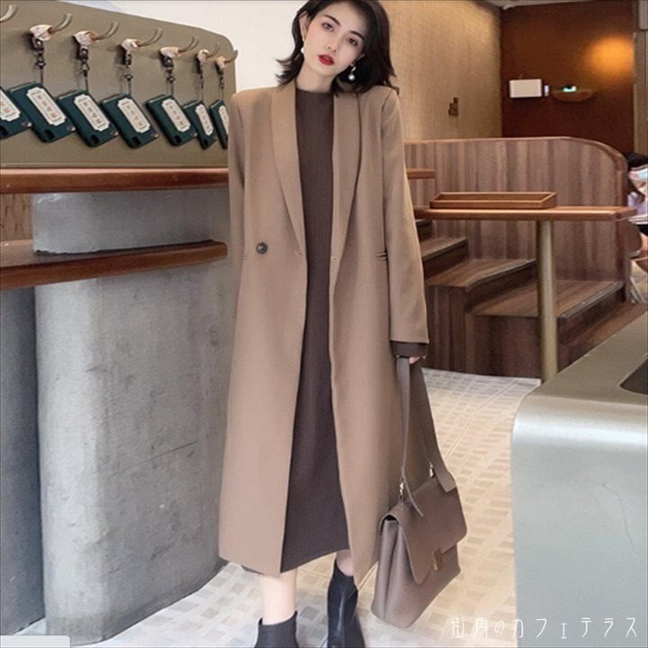アウター コート 2色 色 羽織り ロングコート トレンチコート ロング ロング丈 ミモレ ミモレ丈 袖あり 長袖 Vネック Aライン 無地 ポケット かわいい 大人可愛い 綺麗トレンチコート