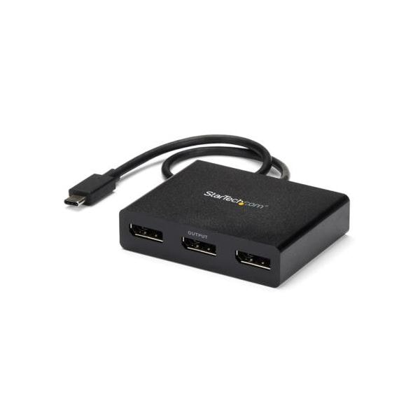 StarTech.com マルチモニターアダプタ MSTハブ 4K USB C(オス)-ディスプレイポート(メス)x3口Windows用 ブラック MSTCDP123DP 1個