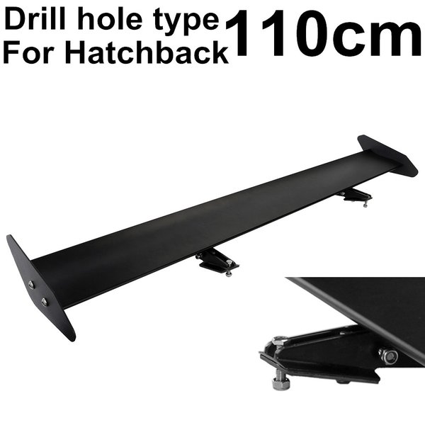 110 センチメートル 43.3 ブラックオートカーハッチバックスポイラーユニバーサル GT リアトランク翼レーシングカースポイラーアルミドリル穴 9,913円