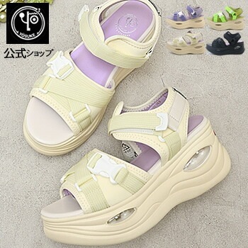 【公式】 ヨースケ 厚底サンダル アンクルストラップ 歩きやすい 8cm厚底フラット