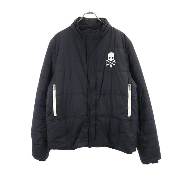 ナイロン 長袖 中綿ジャケット XL ブラック系 ロゴ メンズ