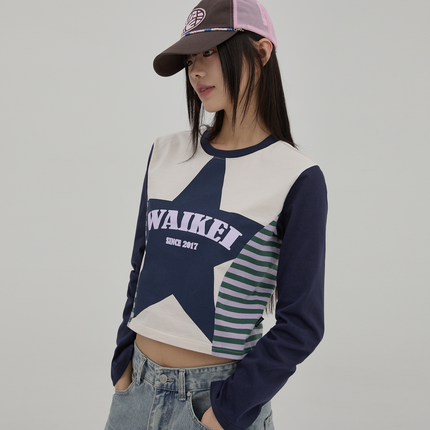 (WOMEN) Star With Stripe T-shirt NAVY