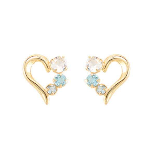 リボン済&紙袋 ピアス 正規品 レディース 3月 誕生石 誕生日 ハートモチーフ プレゼント ジュエリー アクセサリー アクアマリン トパーズ K10イエローゴールド 祝い