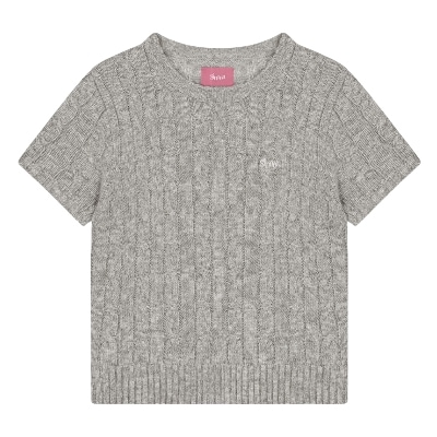 ロゴツイストニット Melange Grey 可愛い おしゃれ ディリーファッション ニット 韓国ファッション 韓国ブランド フリーサイズ