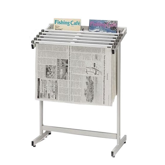 ナカキン 新聞架 5本掛 マガジンラック付 563S-WG