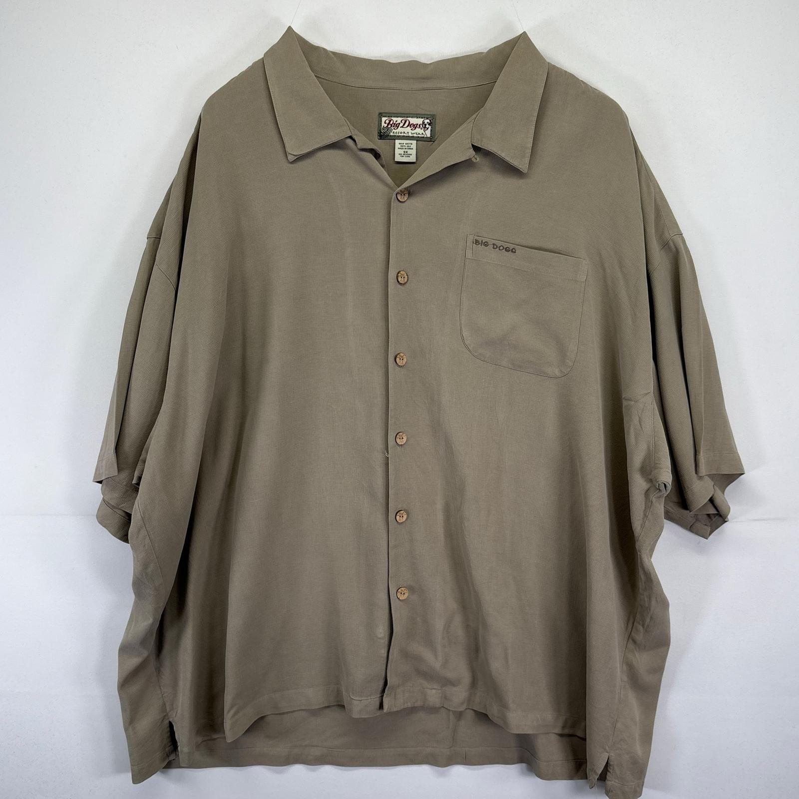 古着 BIG DOG 半袖シャツ 大きいサイズ バックデザイン オープンカラー 開襟 XXXXXL ベージュ系 メンズ 5,148円