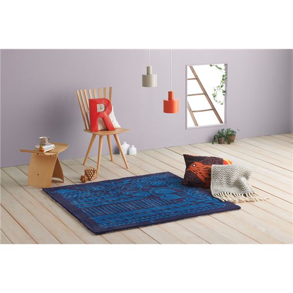 ラグマット/絨毯 (モリノナカ 140cm×140cm ブルー) 正方形 日本製 床暖房可 防ダニ Masaru Suzuki Design 『NEXTHOME』