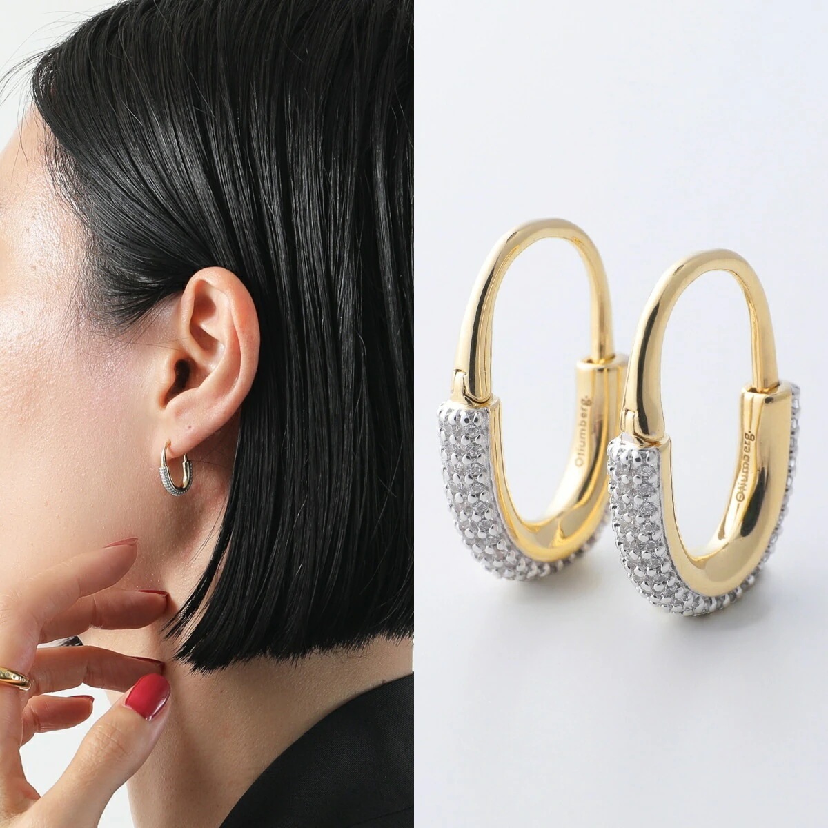 Otiumberg オティウムバーグ フープピアス Roscida Pave Oval Hoops OEY24S-3121 レディース アクセサリー ゴールド