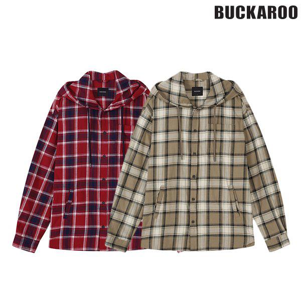 [驪州店] 男性コットンフードチェックシャツ(B241SH300P)