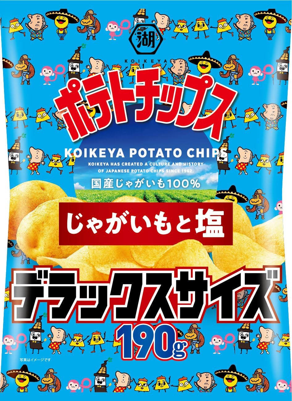 湖池屋 デラックスサイズ 湖池屋ポテトチップス じゃがいもと塩 190g12袋