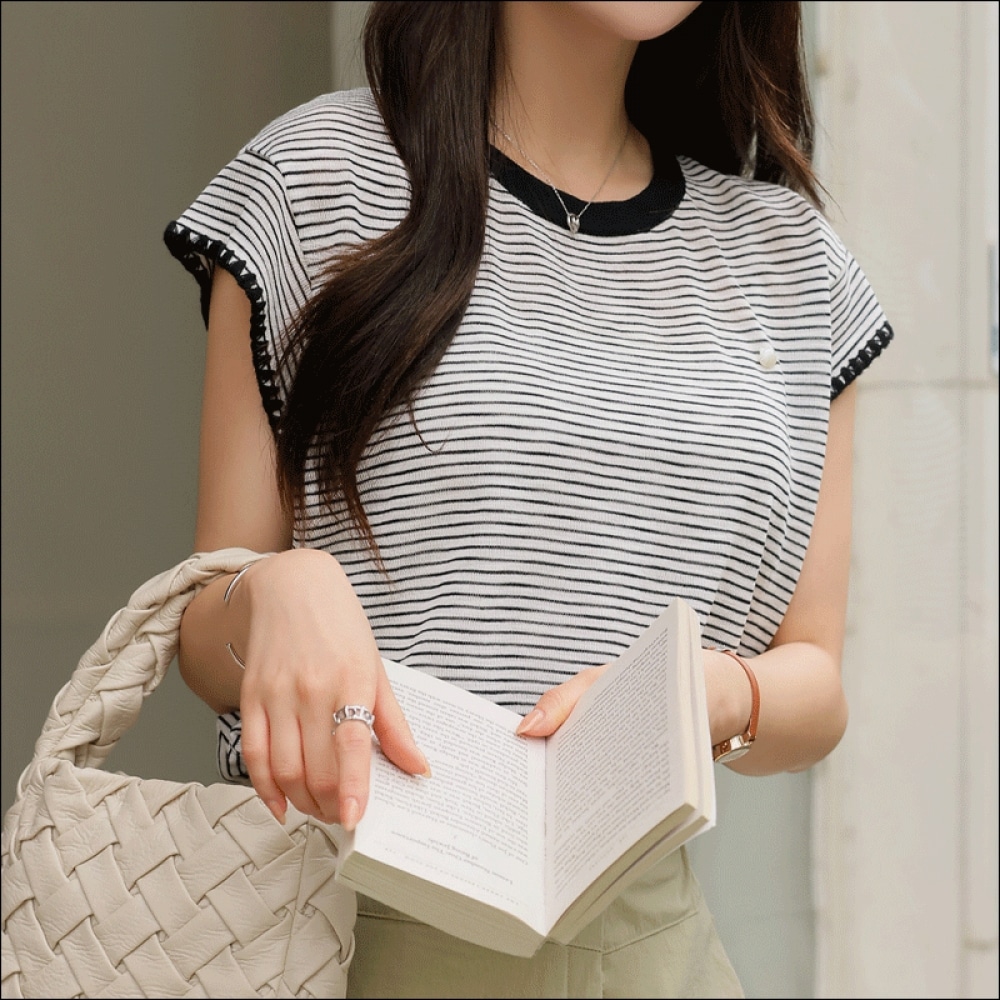 Click & Funny コンパクトストライプニット