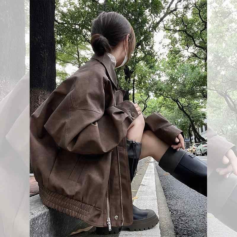 超目玉 秋冬 キレイ お洒落 厚手 ショート レディース ブラウン ライダース 可愛い エコエコレザージャケット