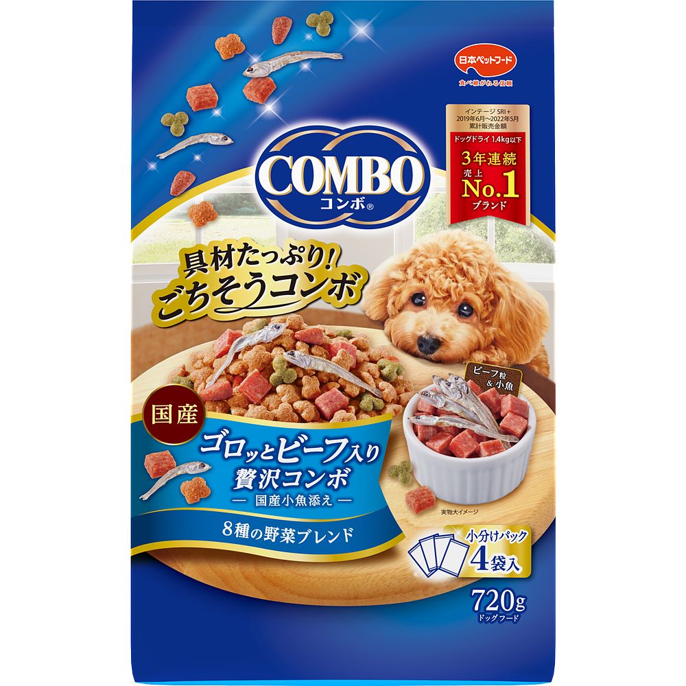（まとめ買い）日本ペットフード コンボ ゴロッとビーフ入り贅沢コンボ 720g 犬用フード [x5]