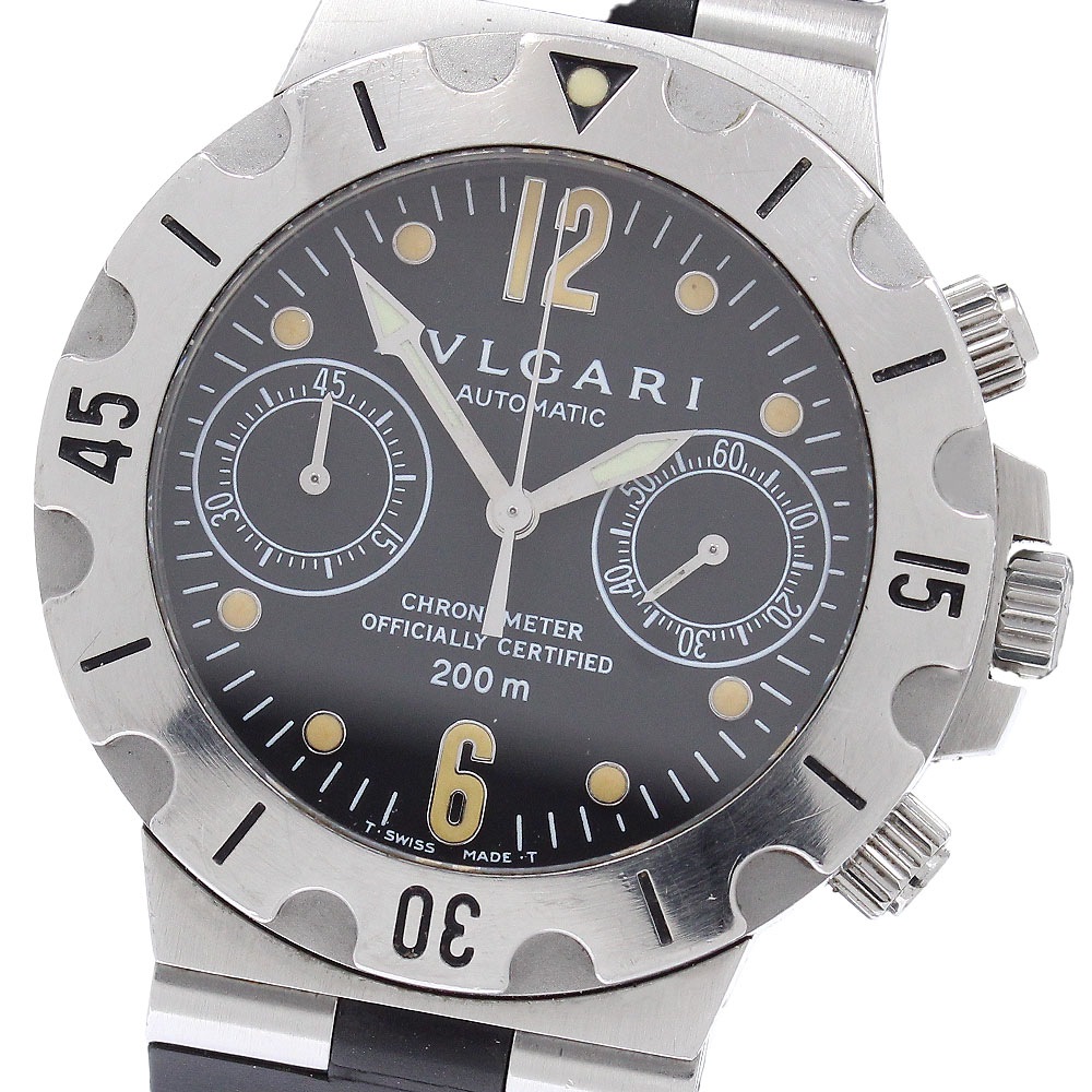 ベルト訳あり ブルガリ BVLGARI SCB38S ディアゴノ スクーバ クロノグラフ 自動巻き メンズ 保証書付き_957109【中古】