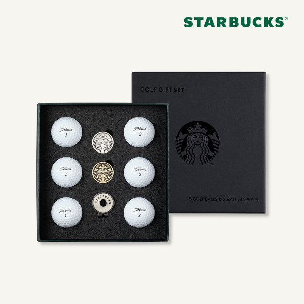 【starbucks】 スターバックス バーディー ブラック ゴルフボール 6P ボールマーカー 2Pセット 韓国スタバ