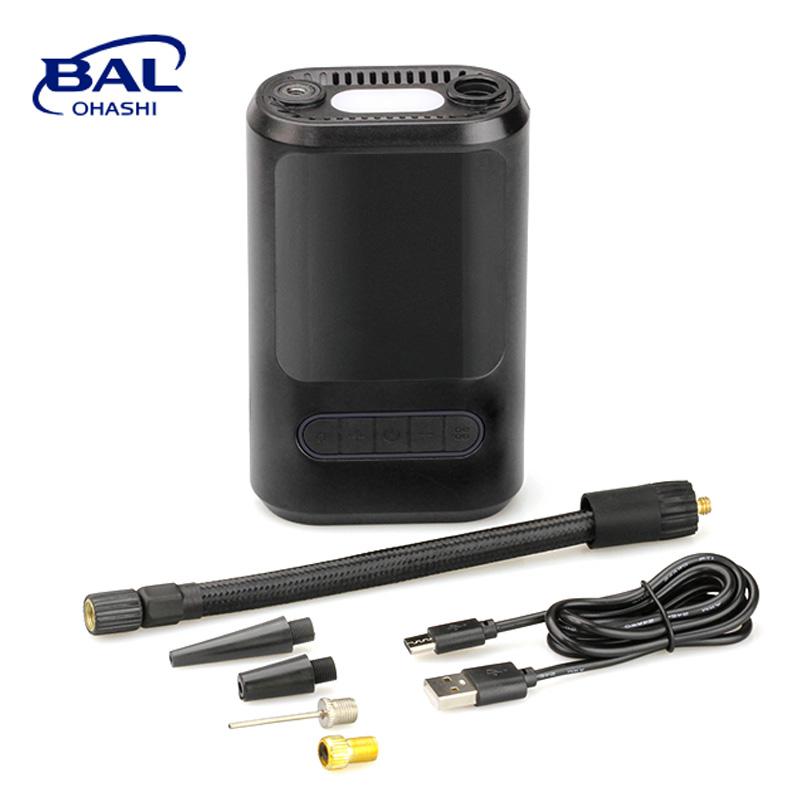 大橋産業 充電式エアーコンプレッサー 530 ポータブル 空気入れ モバイルバッテリー LEDライト付き コードレス 自動車 自転車 タイヤ 電動 簡単操作 BAL OHASHI 530